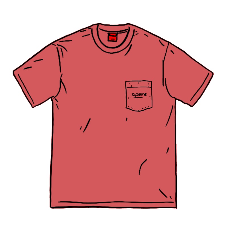 Buy Supreme过染口袋T恤（SS20）深红色