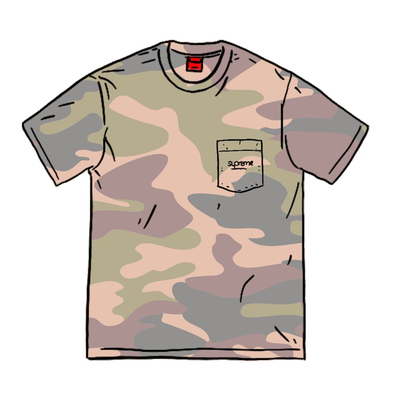 Buy Supreme Camiseta Bolsillo Teñida (SS20) Camo Pintado
