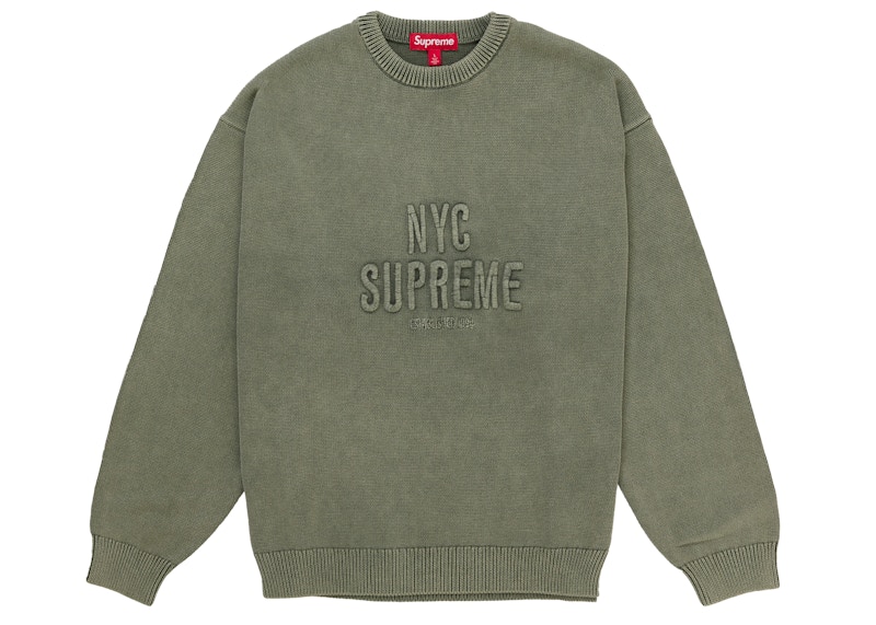Supreme Overdyed Raised Sweater Olive