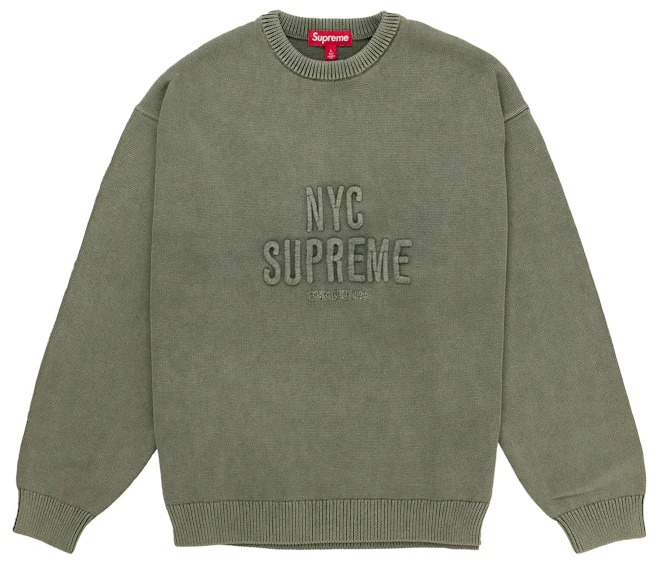 supreme-overdyed-raised-sweater-olive