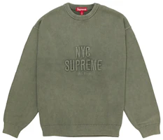 Supreme Overdyed Raised Sweater Olive Supreme Overdyed Raised Sweater Olive
