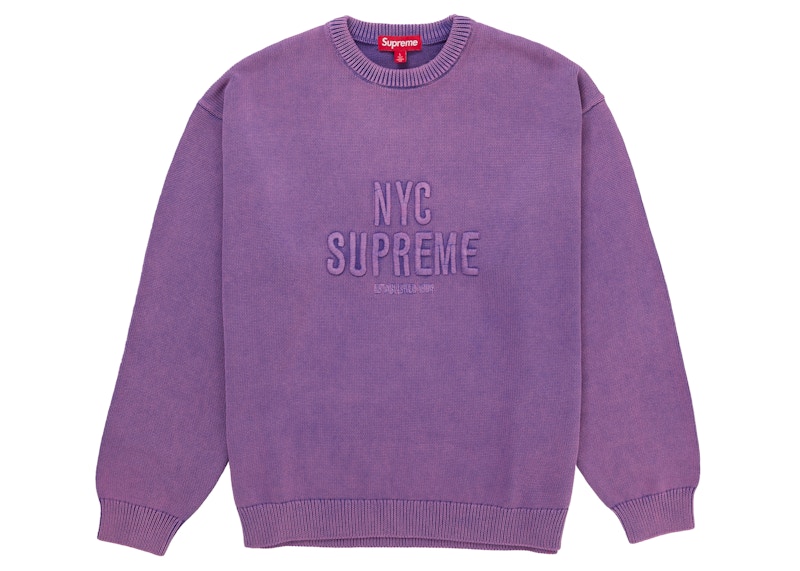 Supreme Overdyed Raised Sweater Purple