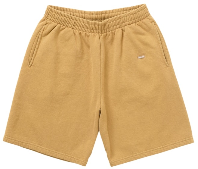 supreme-overdyed-small-box-sweatshort-sand