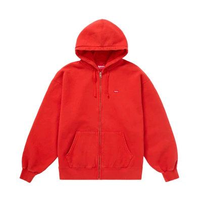 Supreme Overdyed Small Box Zip-Up Hooded Sweatshirt Red