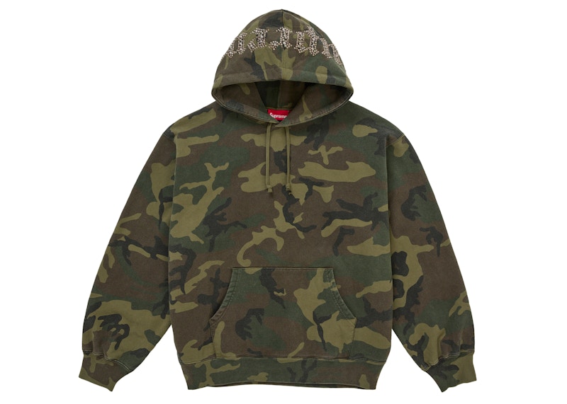 Supreme Overdyed Studded Hooded Sweatshirt Woodland Camo