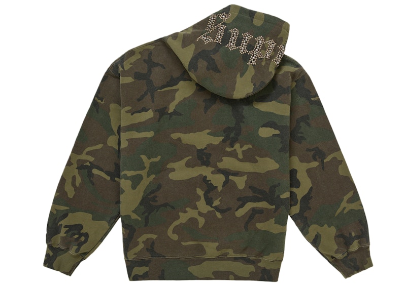 Order Supreme Overdyed Studded Hooded Sweatshirt Woodland Camo