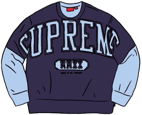 Supreme Overprint Crewneck Ice Blue Buy Supreme Overprint Crewneck Ice Blue