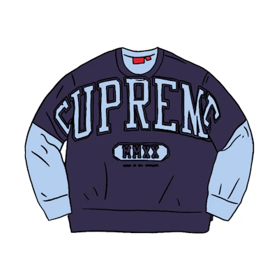 Supreme Overprint Crewneck Ice Blue