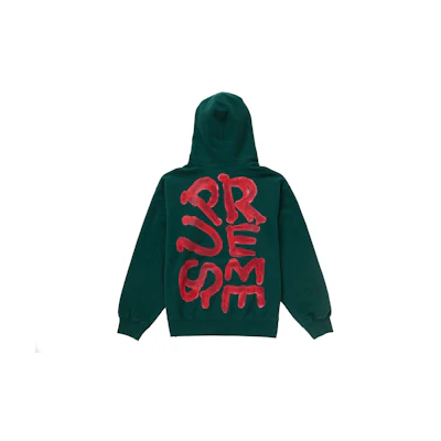 Supreme Paint Hooded Sweatshirt Dark Green