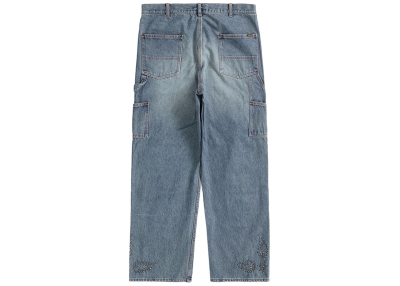 Order 슈프림 페이즐리 스터드 페인터 팬츠 (워싱 블루) 
