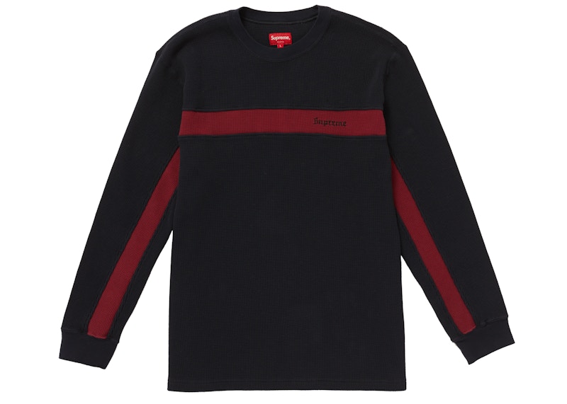 Supreme Panel Stripe Waffle Thermal Navy