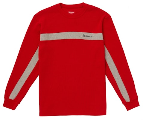 Supreme Panel Stripe Waffle Thermal Red Buy Supreme Panel Stripe Waffle Thermal Red