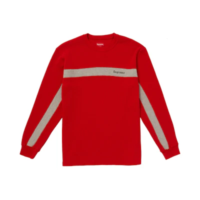 Supreme Panel Stripe Waffle Thermal Red