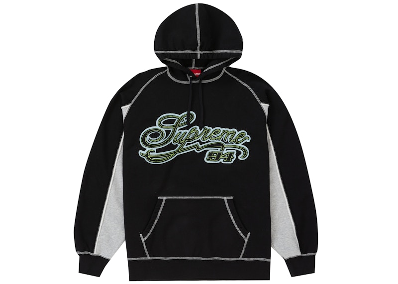 Supreme Paneled Script Hooded Sweatshirt Black