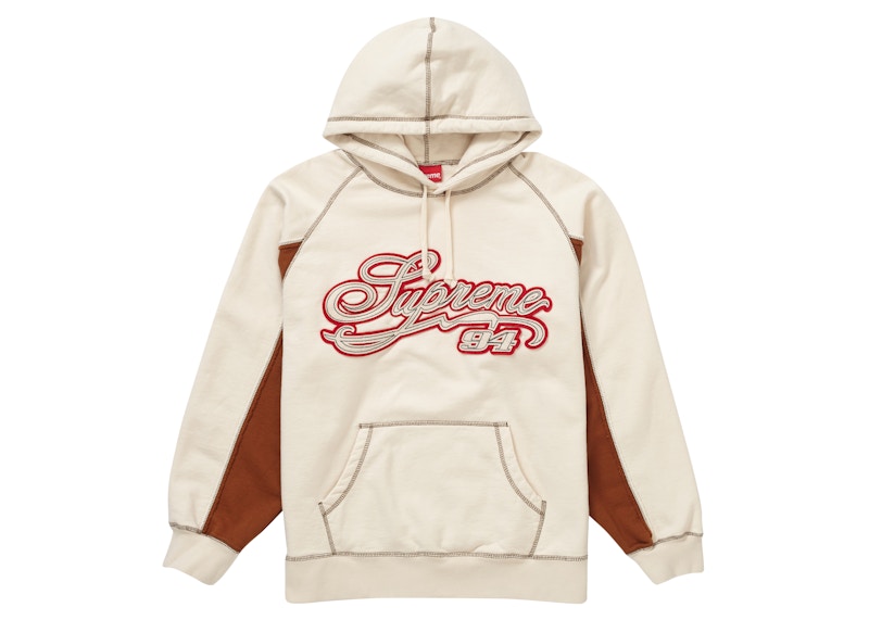 Supreme Paneled Script Hooded Sweatshirt Natural