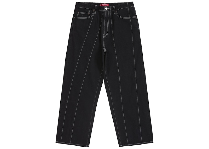 Supreme Paneled Stripe Baggy Jean Black