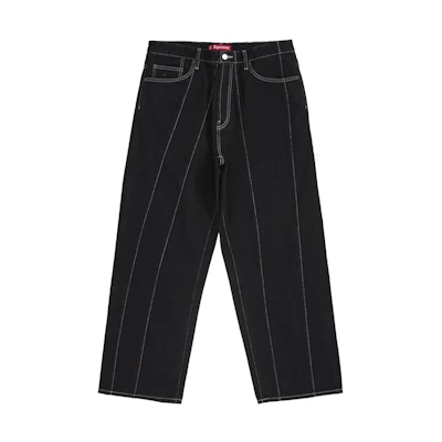 Supreme Paneled Stripe Baggy Jean Black