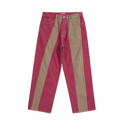 Supreme Paneled Stripe Baggy Jean Red