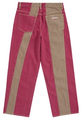 Supreme 拼接條紋寬鬆牛仔褲 紅色 Order Supreme 拼接條紋寬鬆牛仔褲 紅色
