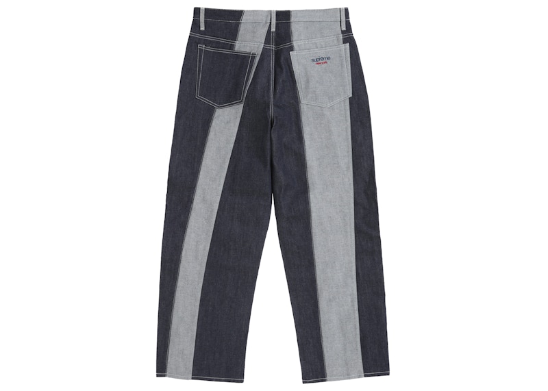 Order Supreme Pantalón Baggy de Mezclilla Índigo con Rayas Paneladas.