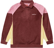 Supreme Paneled Velour L/S Polo Cardinal Supreme Paneled Velour L/S Polo Cardinal