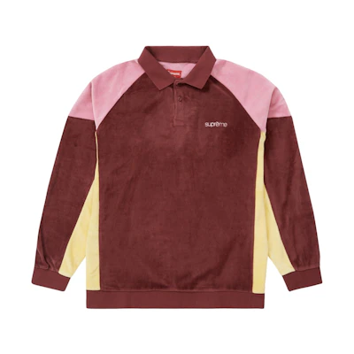 Supreme Paneled Velour L/S Polo Cardinal