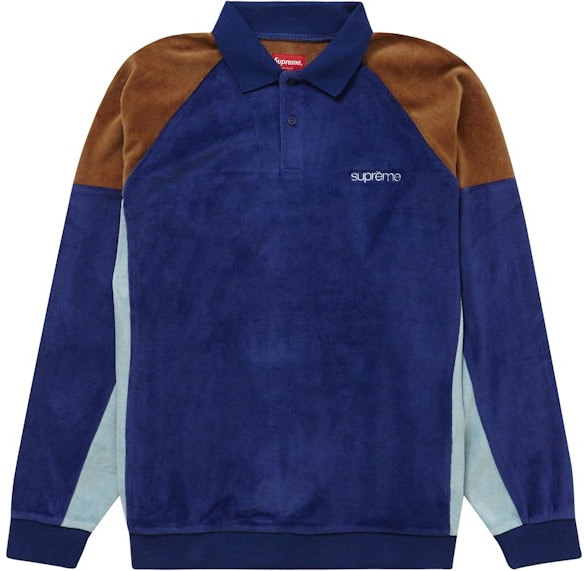 supreme-paneled-velour-l-s-polo-dark-royal