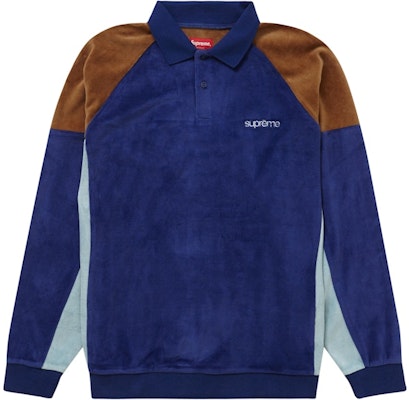 Supreme Paneled Velor L/S Polo Dark Royal Biru Gelap Buy Supreme Paneled Velor L/S Polo Dark Royal Biru Gelap