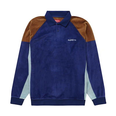 Supreme Paneled Velour L/S Polo Dark Royal