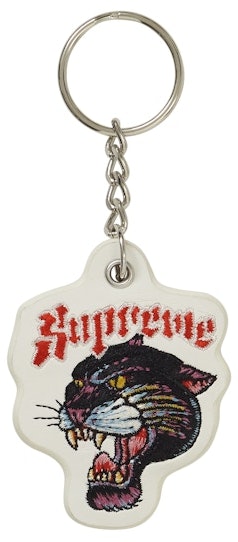 supreme-panther-keychain-white