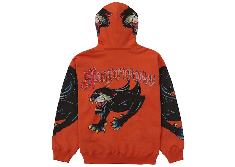 Supreme Panther Zip Up Hoodie Burnt Orange