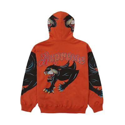 Supreme Panther Zip Up Hoodie Burnt Orange