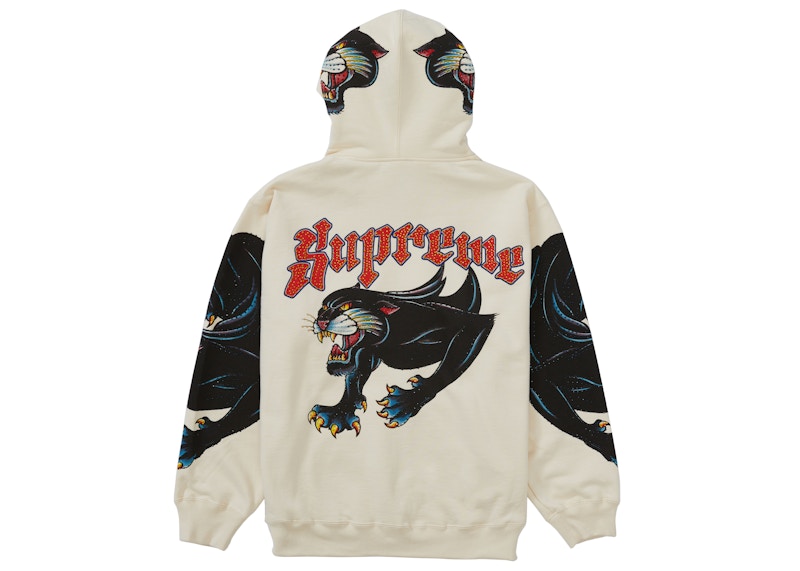 Supreme Panther Zip Up Hoodie Natural
