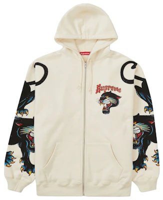 Supreme Panther Zip Up Hooded Sweatshirt Natural Order Supreme Panther Zip Up Hooded Sweatshirt Natural