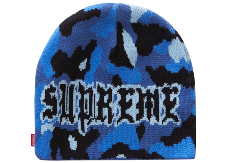 Buy Beanie Biru Camo Supreme Paris
