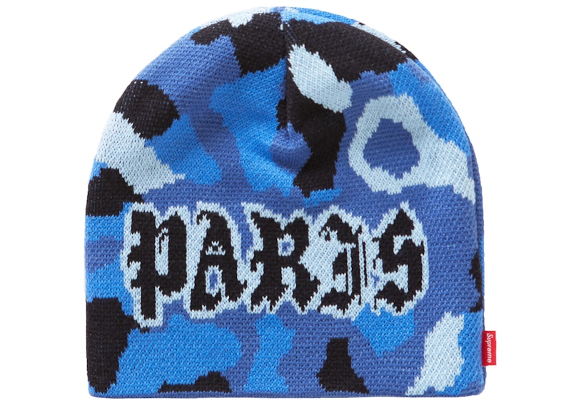 Order Beanie Biru Camo Supreme Paris