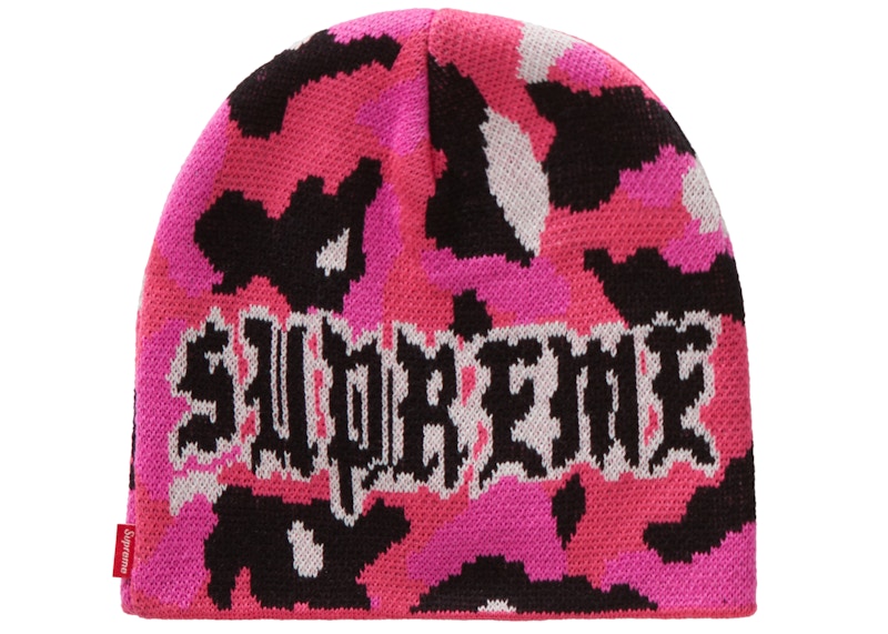 Buy Supreme 巴黎迷彩粉色毛线帽