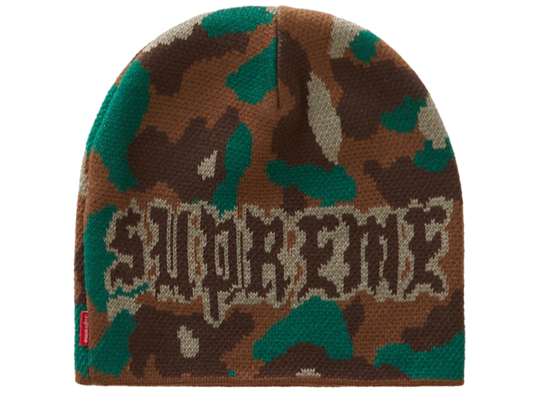 Supreme Paris Camo Beanie Woodland Camo