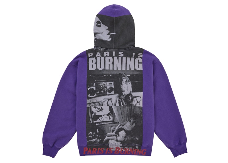 Buy Supreme Paris Is Burning Zip Up Hooded Sweatshirt Purple