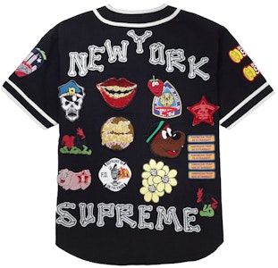 Supreme Patches Denim Baseball Jersey Hitam Buy Supreme Patches Denim Baseball Jersey Hitam