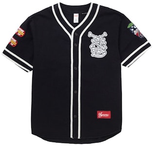 Supreme Patches Denim Baseball Jersey Hitam Order Supreme Patches Denim Baseball Jersey Hitam