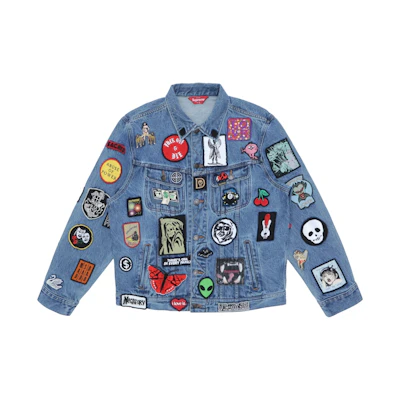 Supreme Patches Denim Trucker Jacket Blue