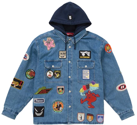 Supreme Camisa Vaquera con Capucha y Cremallera Parches Buy Supreme Camisa Vaquera con Capucha y Cremallera Parches