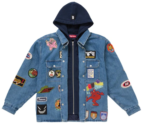 Supreme Camisa Vaquera con Capucha y Cremallera Parches Order Supreme Camisa Vaquera con Capucha y Cremallera Parches