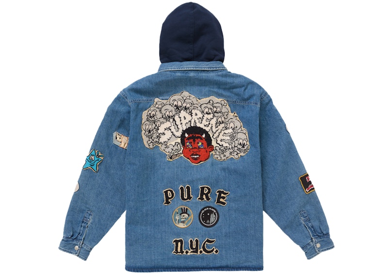 Shop Supreme Camisa Vaquera con Capucha y Cremallera Parches