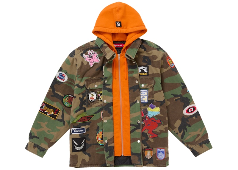 Supreme Patches Hooded Zip Up Shirt Woodland Camo 圖 2