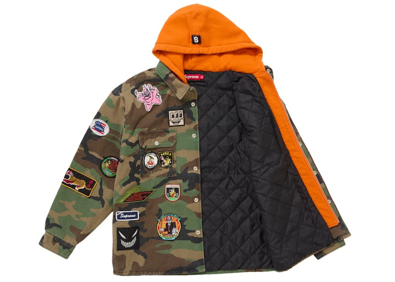 Supreme Patches Hooded Zip Up Shirt Woodland Camo 圖 3