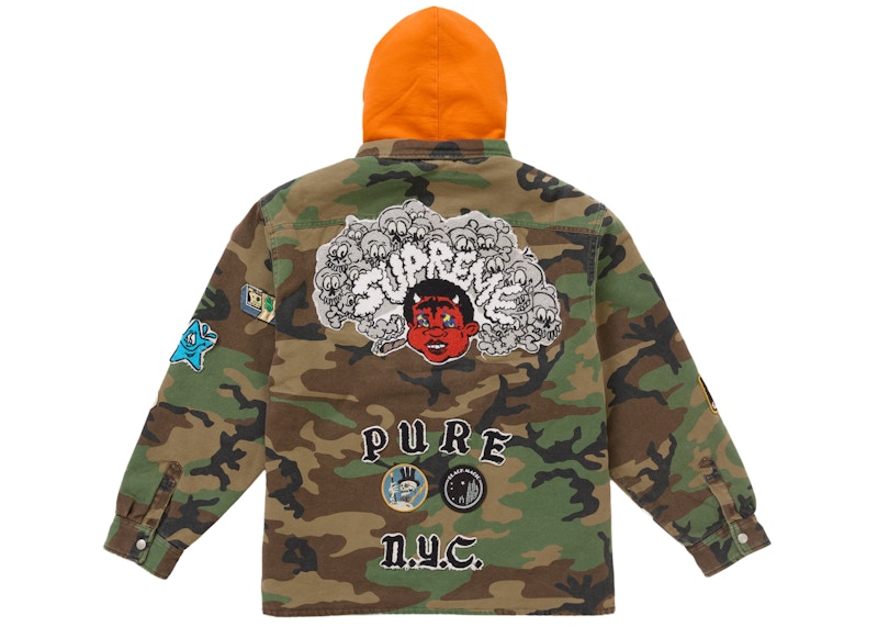 Supreme Patches Hooded Zip Up Shirt Woodland Camo 圖 4