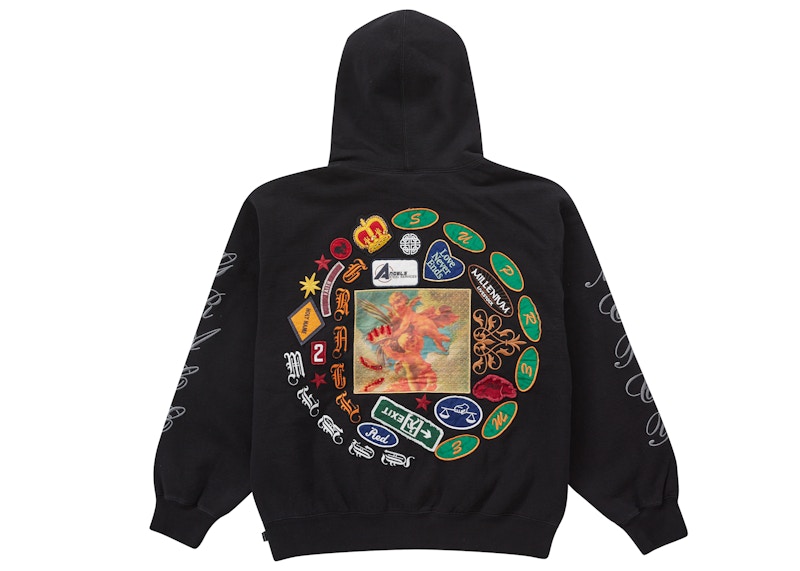 Supreme Patches Spiral Hooded Sweatshirt Black
