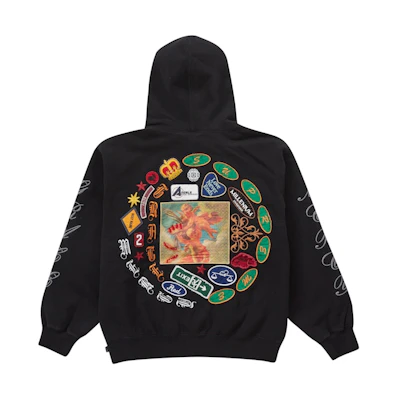 Supreme Patches Spiral Hooded Sweatshirt Black
